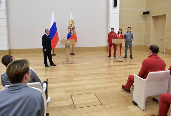 President Vladimir Putin meets with Russian athletes competing in 23rd Winter Olympic Games in PyeongChang