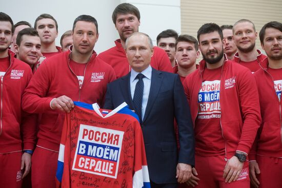 President Vladimir Putin meets with Russian athletes competing in 23rd Winter Olympic Games in PyeongChang