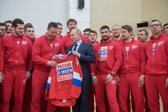 President Vladimir Putin meets with Russian athletes competing in 23rd Winter Olympic Games in PyeongChang