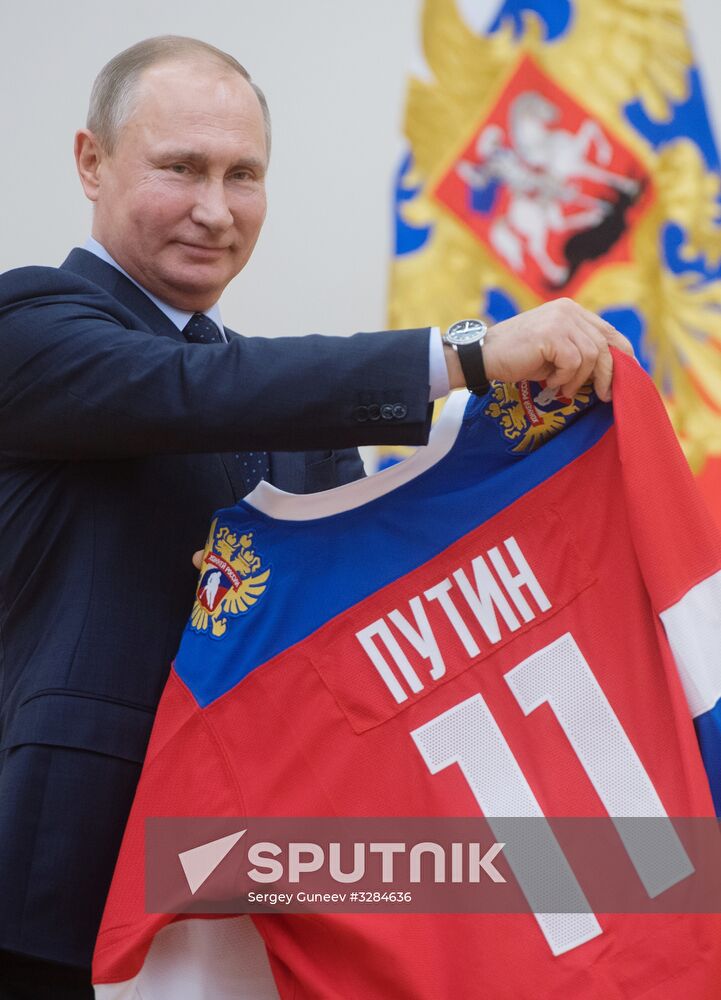 President Vladimir Putin meets with Russian athletes competing in 23rd Winter Olympic Games in PyeongChang