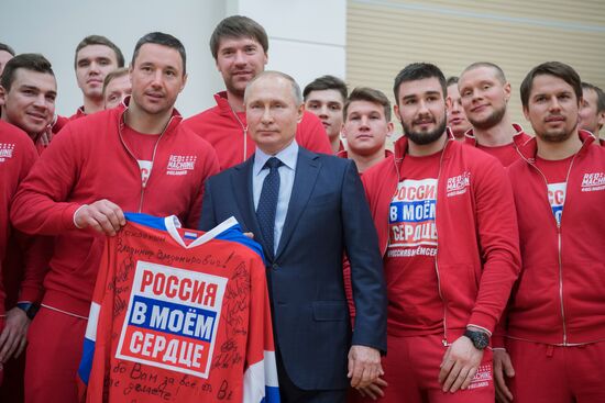 President Vladimir Putin meets with Russian athletes competing in 23rd Winter Olympic Games in PyeongChang