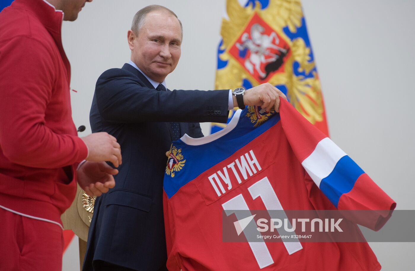 President Vladimir Putin meets with Russian athletes competing in 23rd Winter Olympic Games in PyeongChang