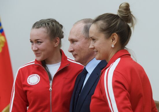 President Vladimir Putin meets with Russian athletes competing in 23rd Winter Olympic Games in PyeongChang