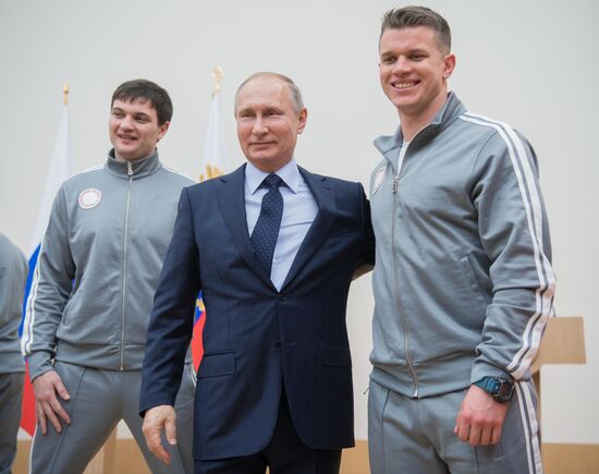 President Vladimir Putin meets with Russian athletes competing in 23rd Winter Olympic Games in PyeongChang