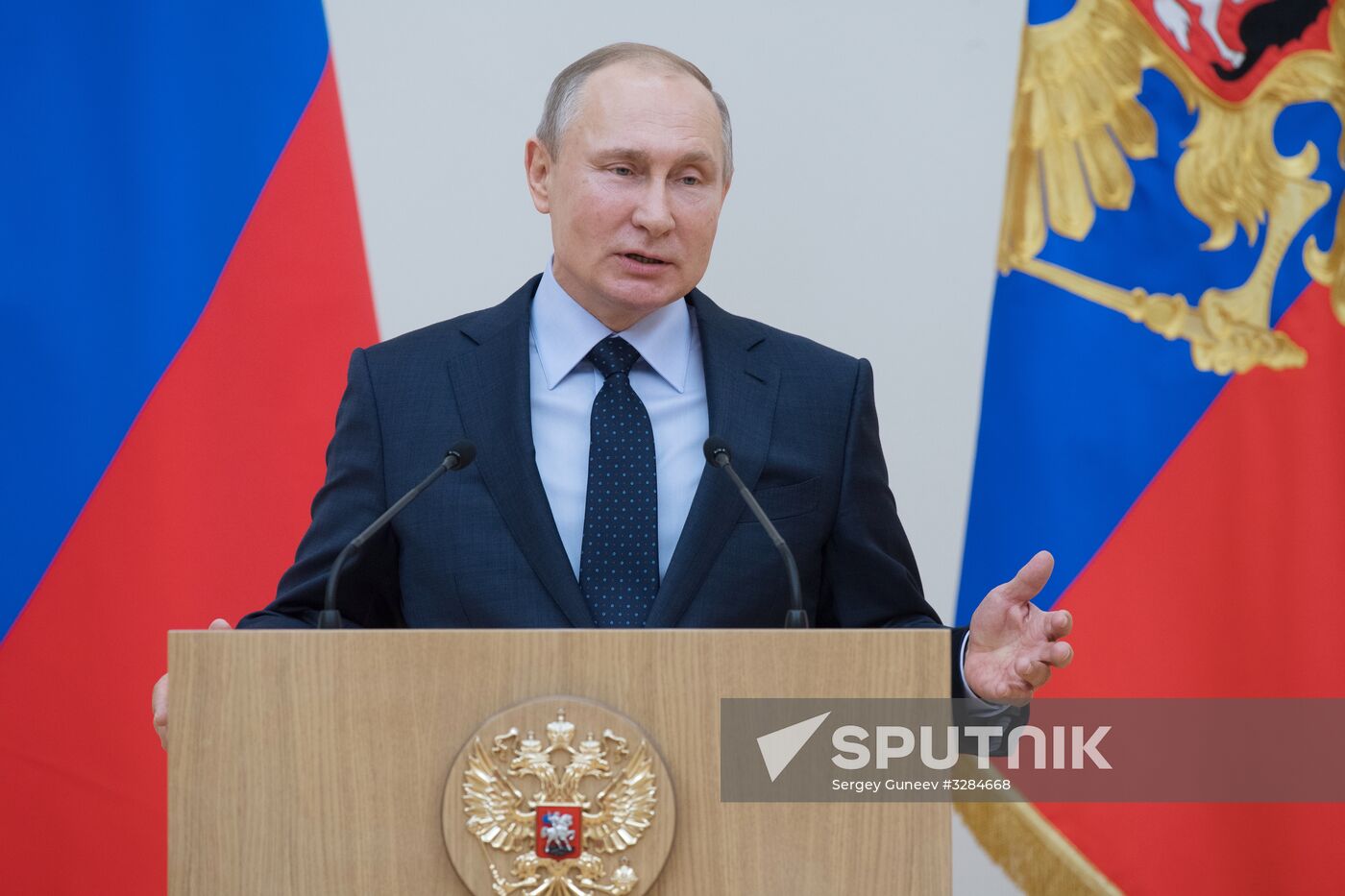 President Vladimir Putin meets with Russian athletes competing in 23rd Winter Olympic Games in PyeongChang