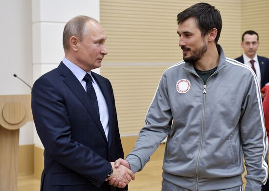 President Vladimir Putin meets with Russian athletes competing in 23rd Winter Olympic Games in PyeongChang