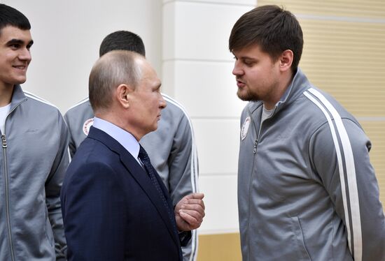 President Vladimir Putin meets with Russian athletes competing in 23rd Winter Olympic Games in PyeongChang
