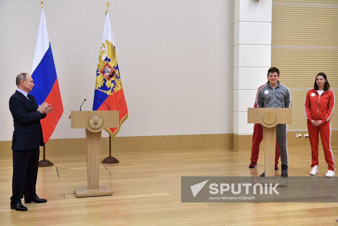 President Vladimir Putin meets with Russian athletes competing in 23rd Winter Olympic Games in PyeongChang