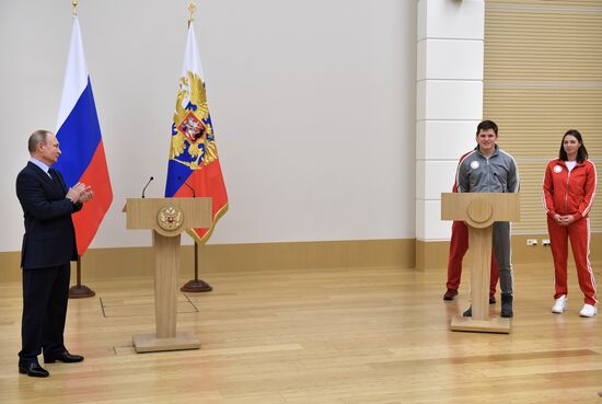 President Vladimir Putin meets with Russian athletes competing in 23rd Winter Olympic Games in PyeongChang