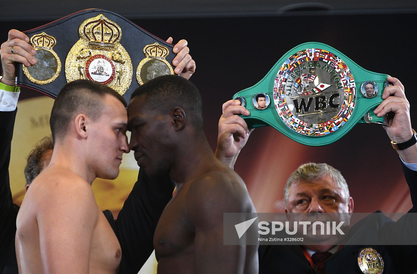 Boxing. Weighing ceremony of Murat Gassiev and Yunier Dorticos
