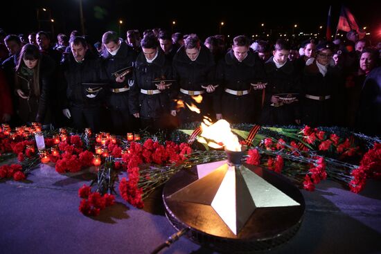 Beskozyrka (Peakless Cap) Russian nationwide military-patriotic event in Novorossiysk