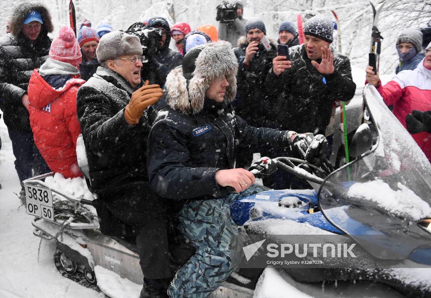 Presidential candidate Vladimir Zhirinovsky takes part in Moscow Ski Run 2018 competition