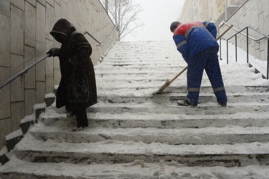 Snowfall in Moscow