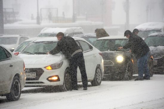 Snowfall in Moscow