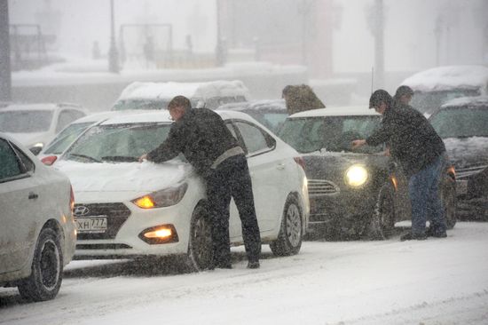 Snowfall in Moscow