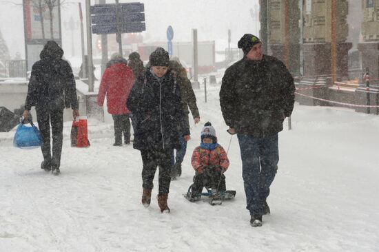 Snowfall in Moscow