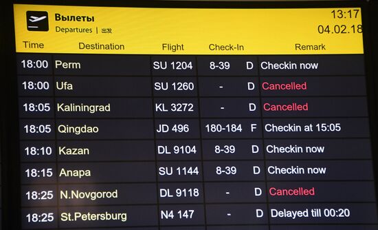 Flight delays in Sheremetyevo Airport