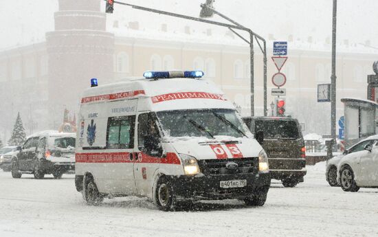 Snowfall in Moscow