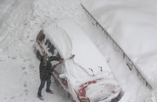 Snowfall in Moscow