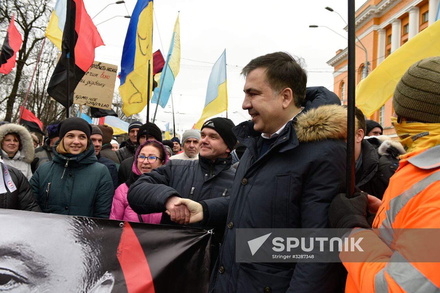 Mikheil Saakashvili supporters stage rally in Kiev