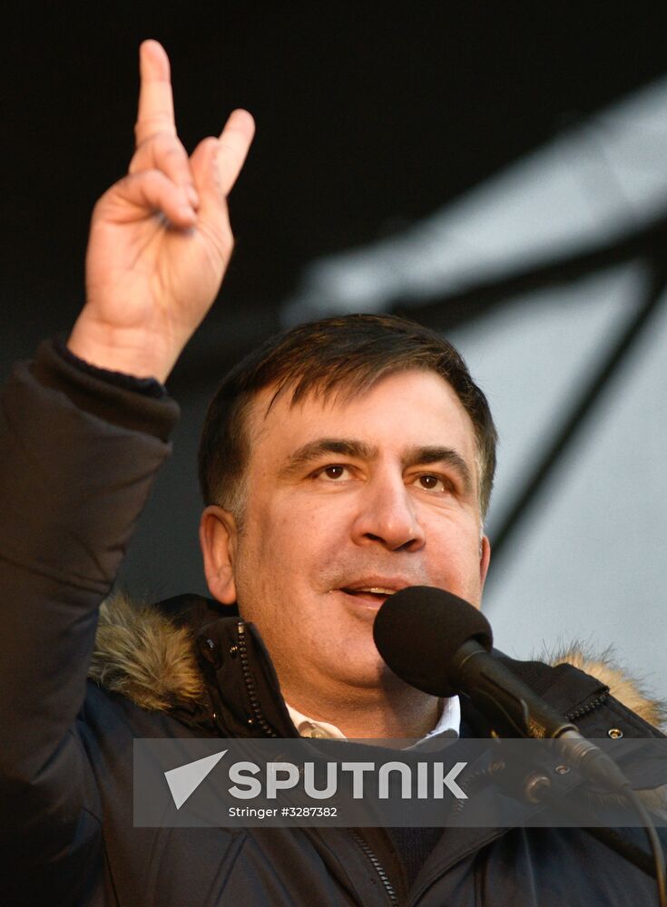 Mikheil Saakashvili supporters stage rally in Kiev