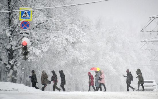 Snowfall in Moscow