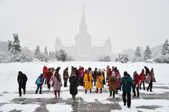 Snowfall in Moscow