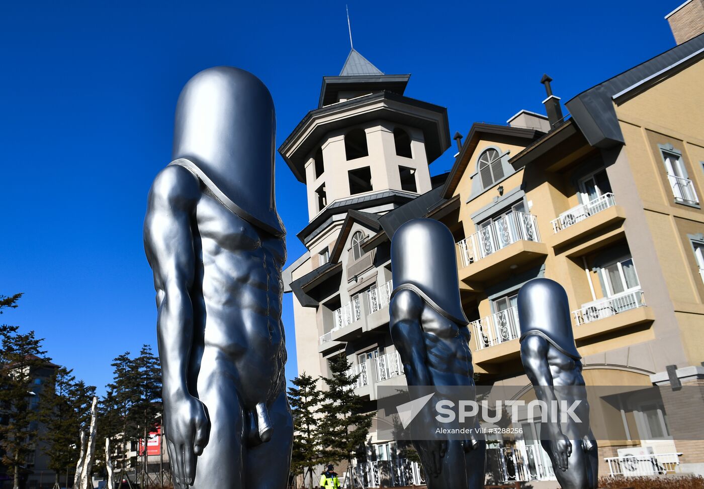 Bullet People art installation near the Main Press Center in Pyeongchang. Location: South Korea, Pyeongchang-gun. Author: Alexander Vilf/Sputnik. Preparing for 2018 Winter Olympics in Pyeongchang