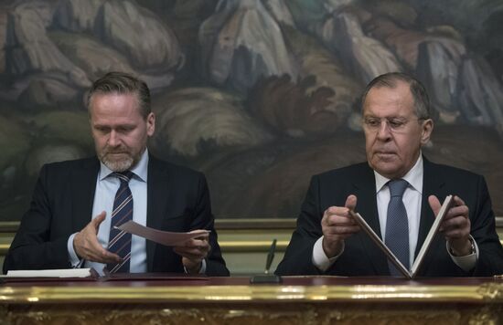 Russian Foreign Minister Sergei Lavrov meets with Foreign Minister of Denmark Anders Samuelsen