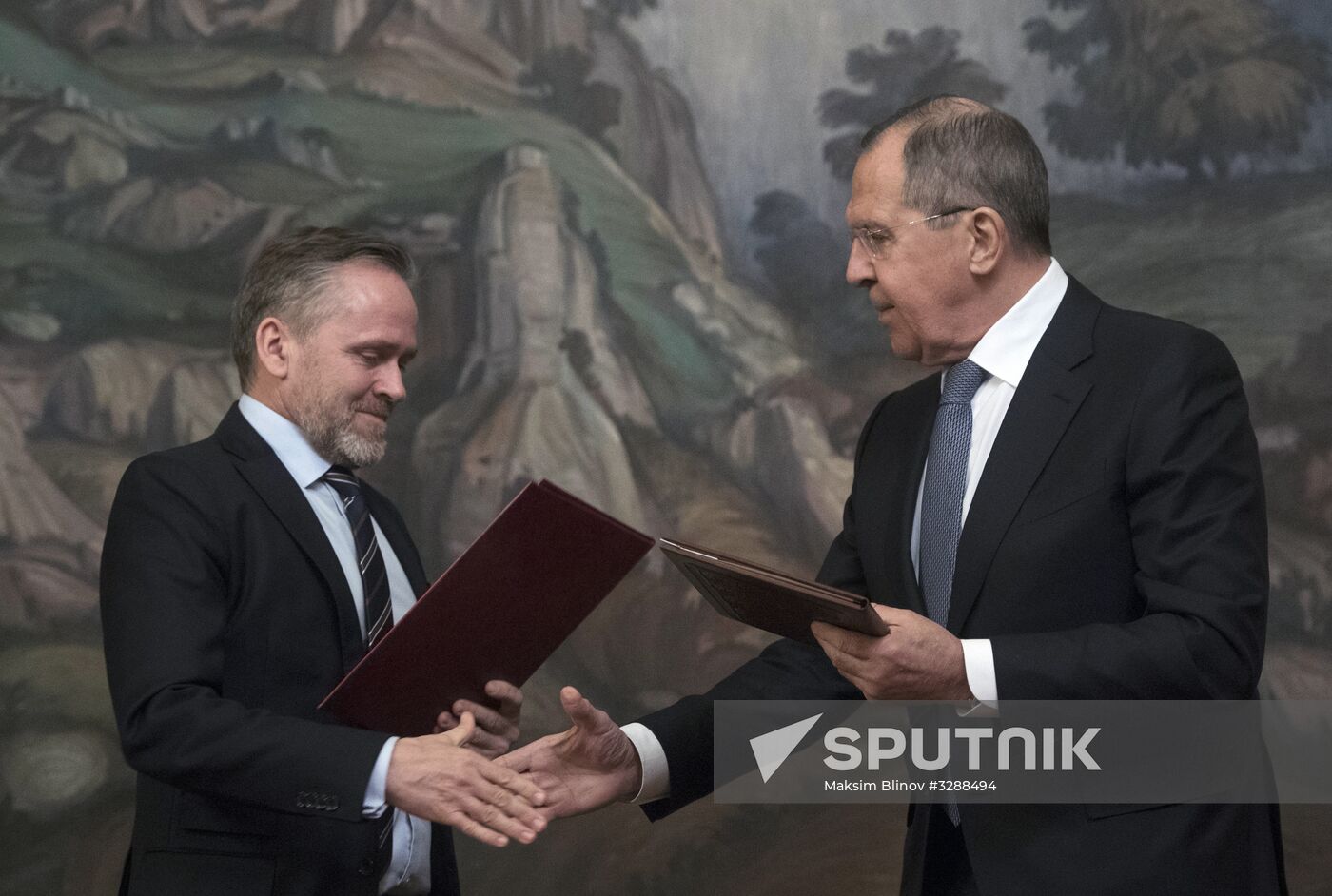 Russian Foreign Minister Sergei Lavrov meets with Foreign Minister of Denmark Anders Samuelsen