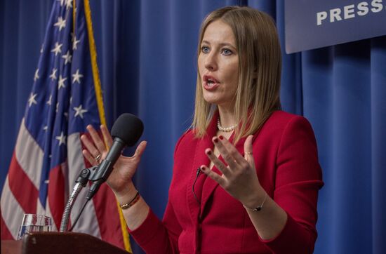 Presidential candidate Ksenia Sobchak makes statement in Washington