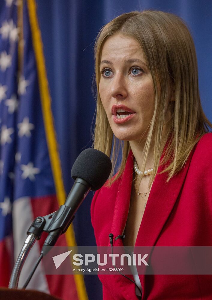 Presidential candidate Ksenia Sobchak makes statement in Washington