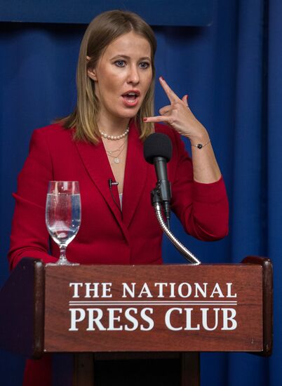 Presidential candidate Ksenia Sobchak makes statement in Washington