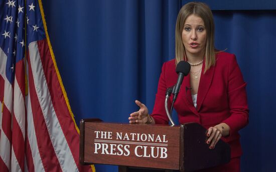 Presidential candidate Ksenia Sobchak makes statement in Washington