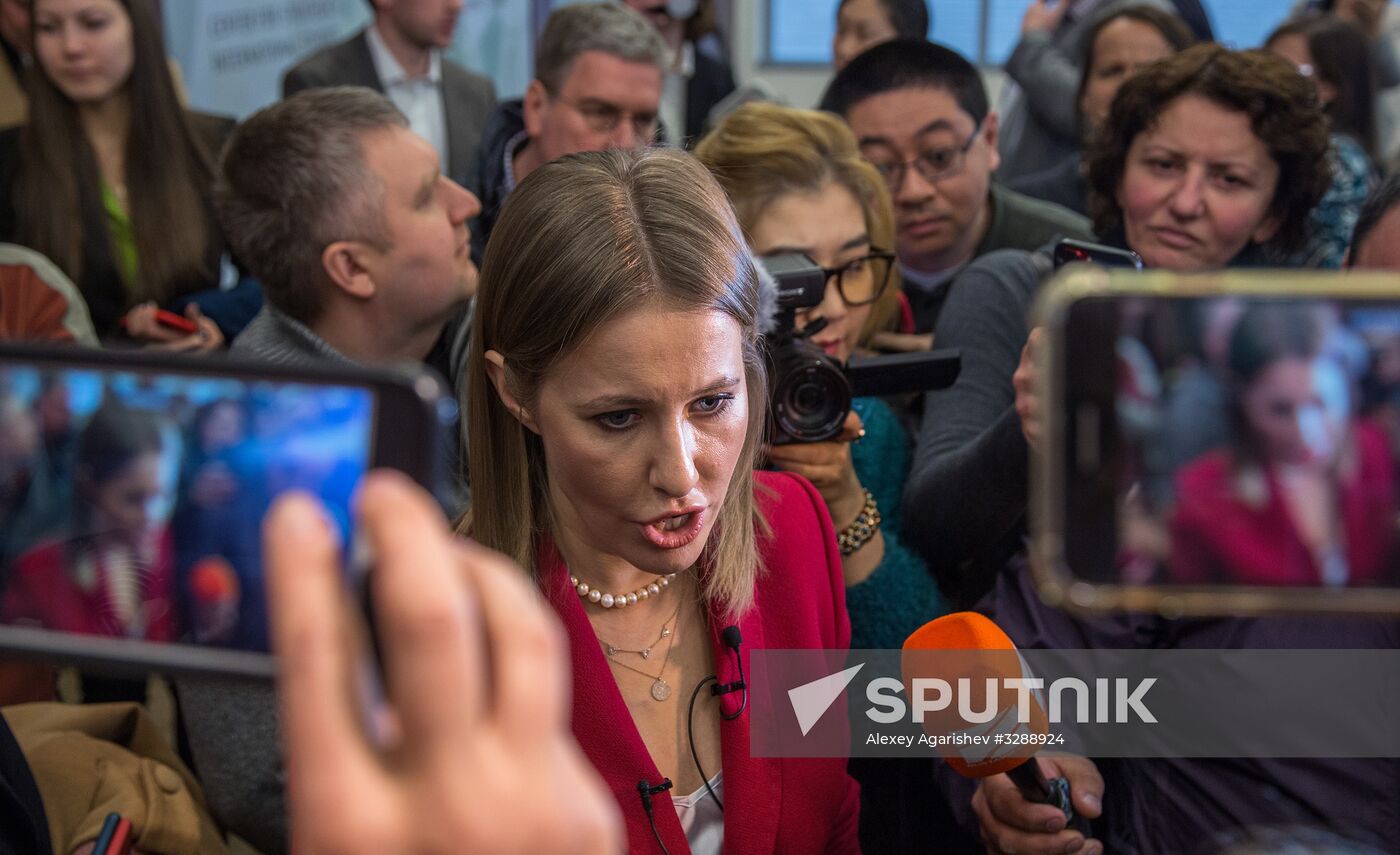 Presidential candidate Ksenia Sobchak makes statement in Washington, D.C.