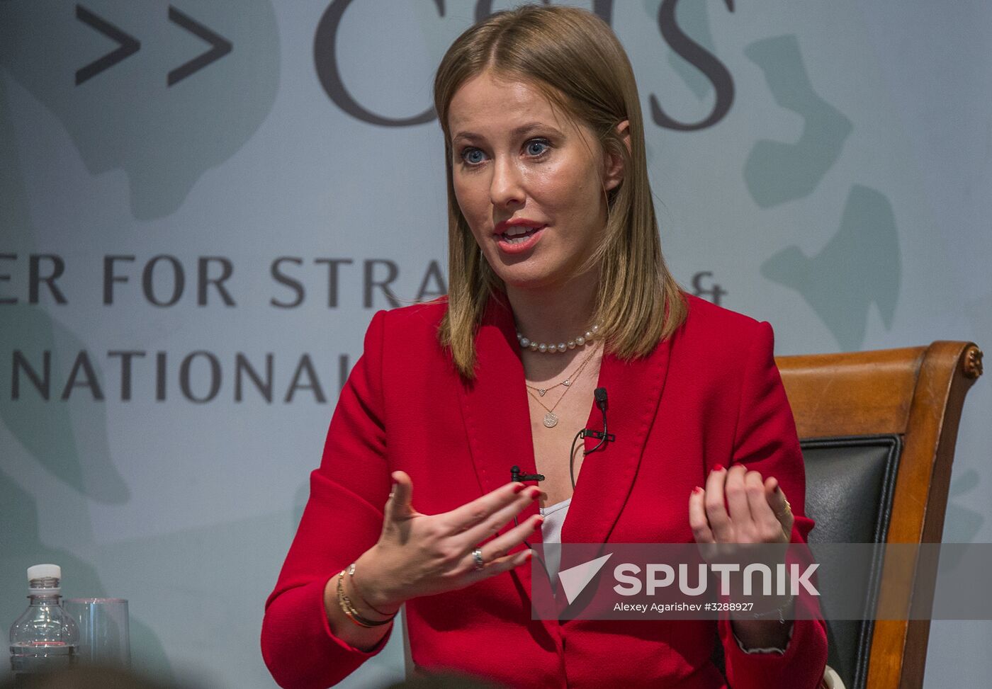 Presidential candidate Ksenia Sobchak makes statement in Washington
