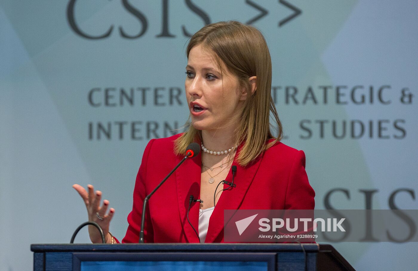 Presidential candidate Ksenia Sobchak makes statement in Washington