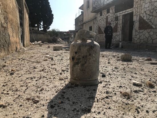 Aftermath of shelling of Afrin in Syria