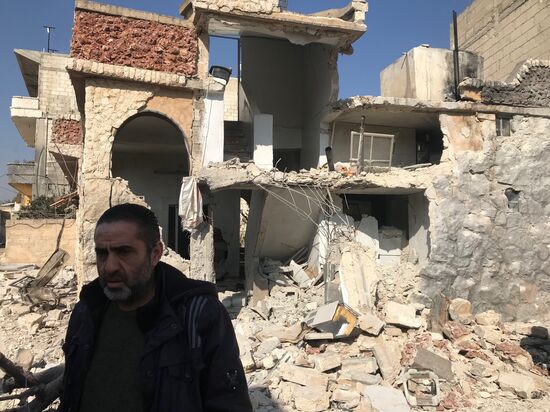 Aftermath of shelling of Afrin in Syria