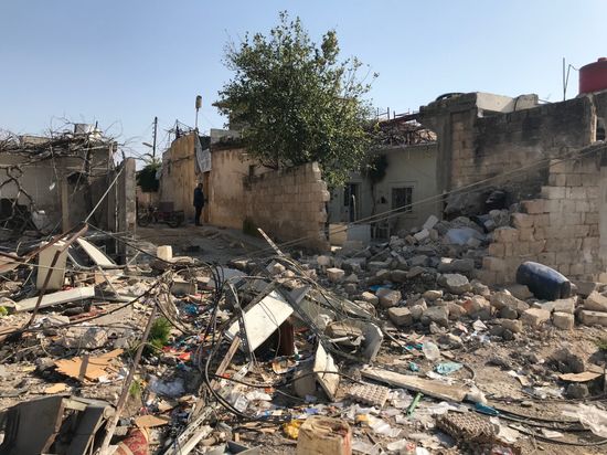 Aftermath of shelling of Afrin in Syria