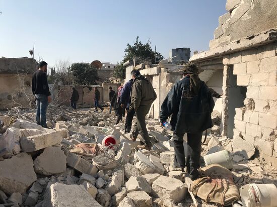 Aftermath of shelling of Afrin in Syria