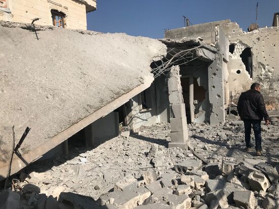 Aftermath of shelling of Afrin in Syria