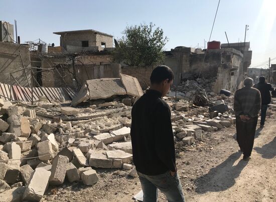 Aftermath of shelling of Afrin in Syria