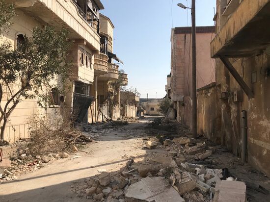 Aftermath of shelling of Afrin in Syria
