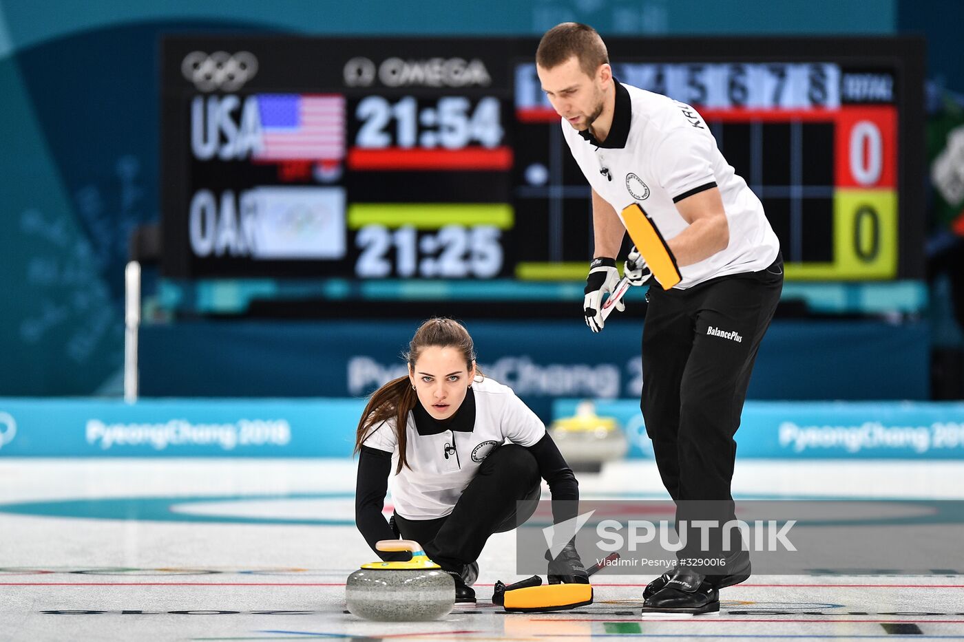 2018 Winter Olympics. Curling. Mixed doubles. US vs. Russia