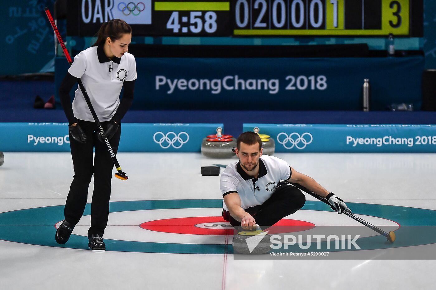 2018 Winter Olympics. Curling. Mixed doubles. US vs. Russia