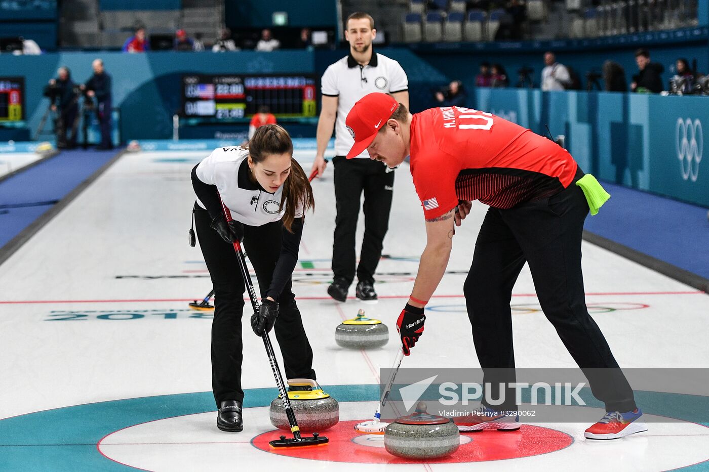 2018 Winter Olympics. Curling. Mixed Doubles. US vs Russia