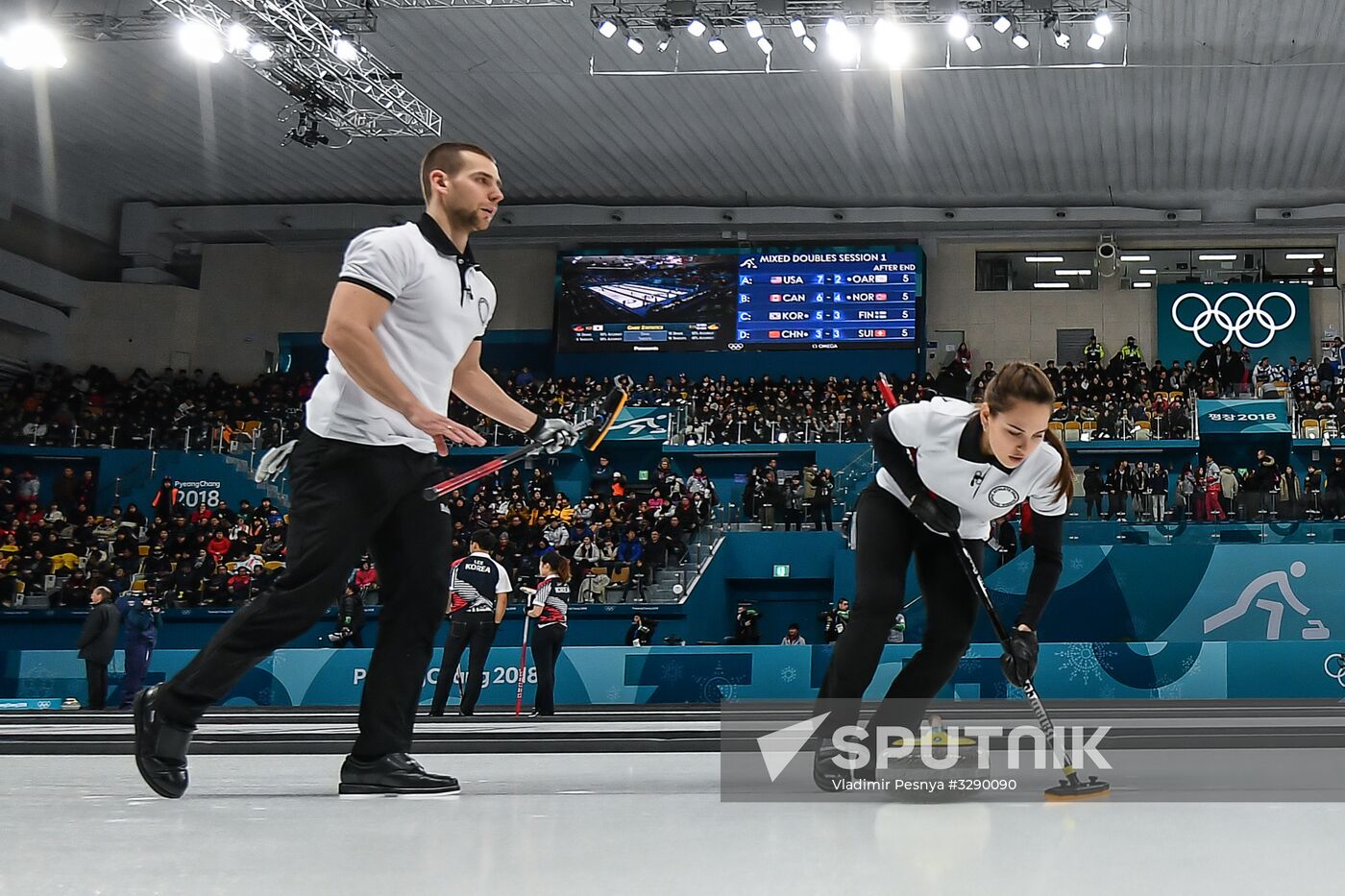 2018 Winter Olympics. Curling. Mixed doubles. US vs. Russia