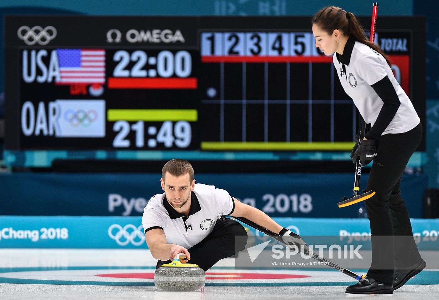 2018 Winter Olympics. Curling. Mixed doubles. US vs. Russia