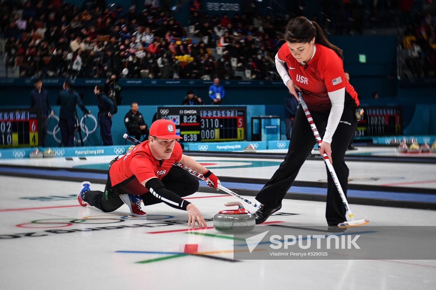 2018 Winter Olympics. Curling. Mixed doubles. US vs. Russia